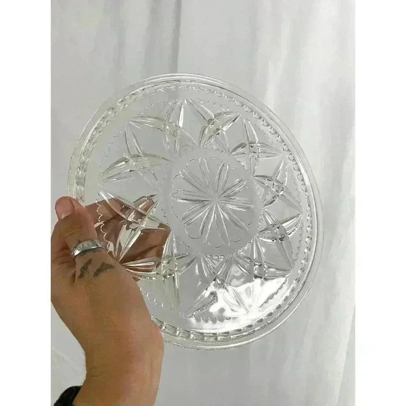 VTG Round Clear Glass Serving Platter 10" - Picture 5 of 9
